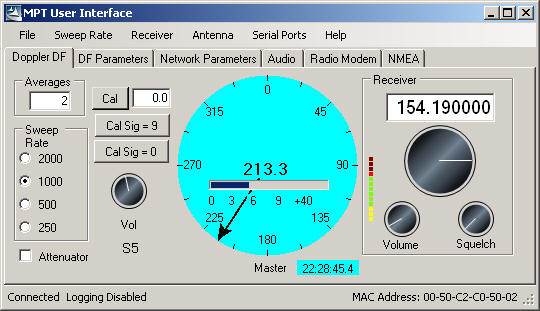 Doppler MPT User Interface Direction Finder Homing Software